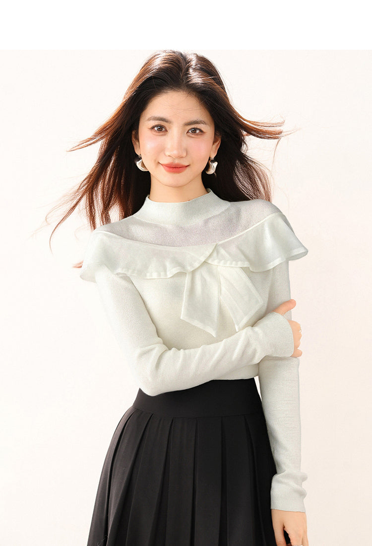 CGD9766-89B 半高領拼接針織內搭秋冬修身顯瘦長袖(2色)