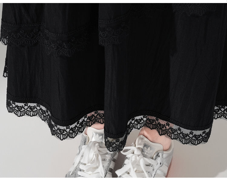 📺︎︎ CGS9326-36H 蕾絲花邊蛋糕裙拼接荷葉邊半身裙(3色)