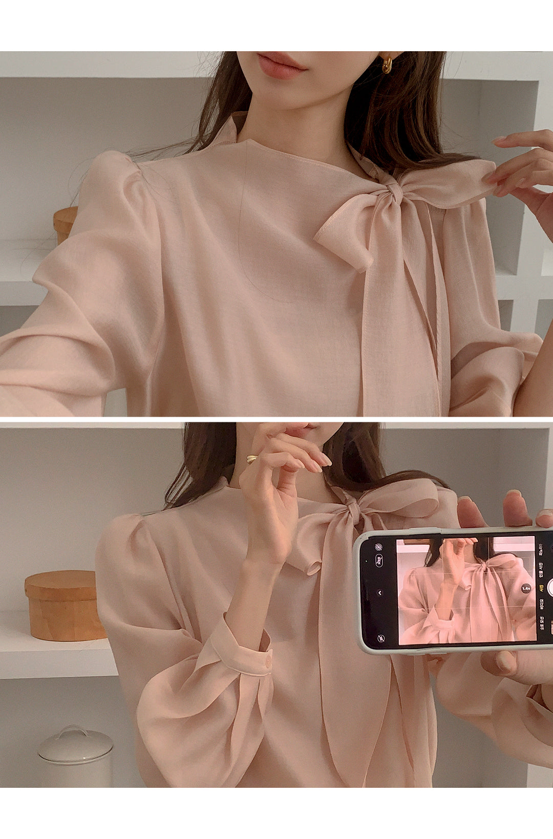 CGD6255-58B 領系蝴蝶結雪紡衫襯衫(5色)