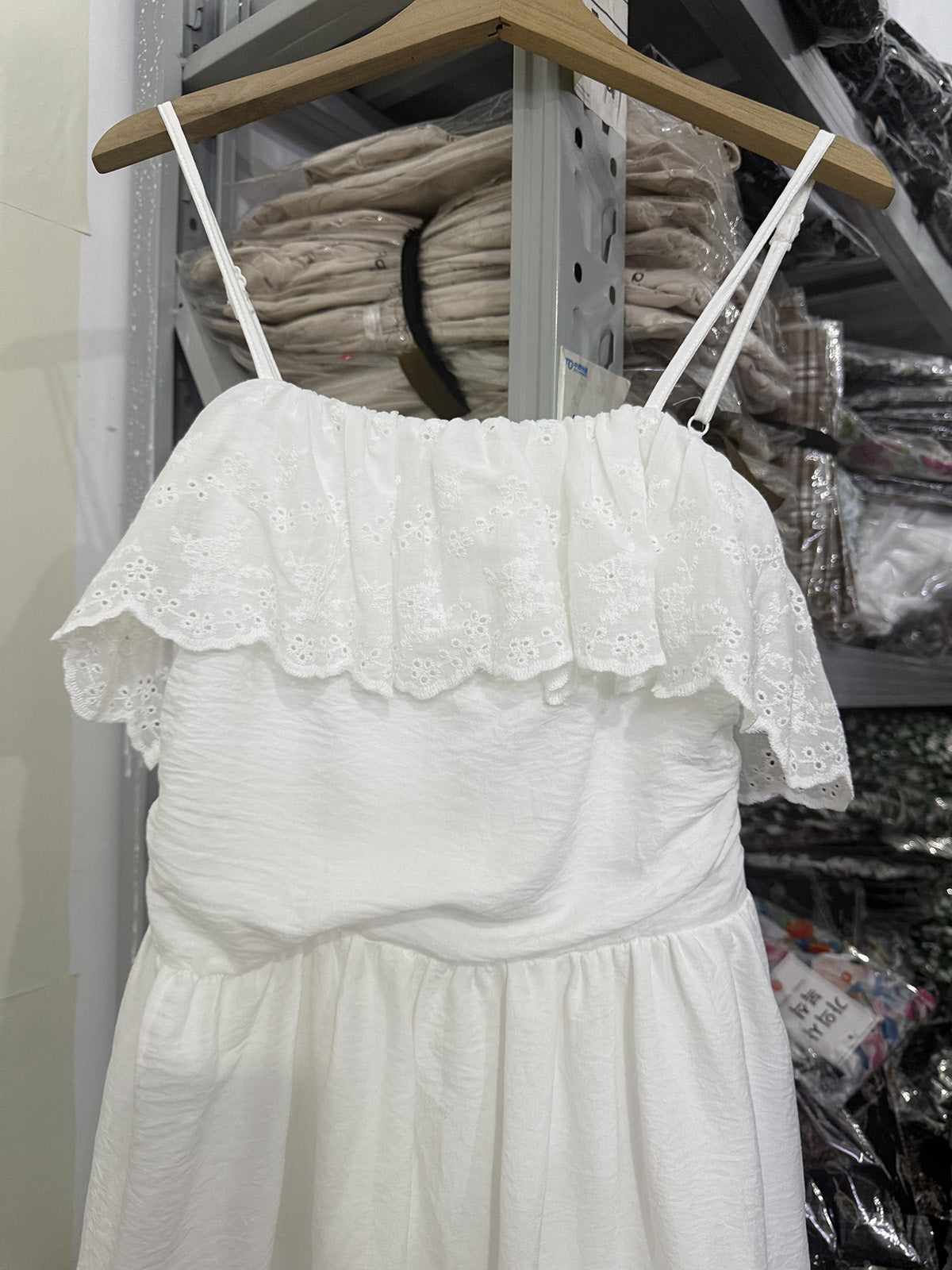 CGB6009-107B 荷葉拼接設計吊帶連衣裙