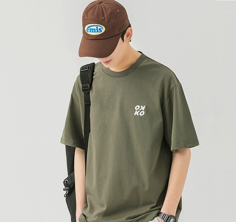 CBE1390-96B 純棉200克國潮T恤短袖寬鬆上衣字母印花