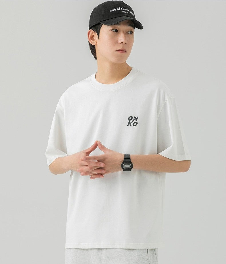 CBE1390-96B 純棉200克國潮T恤短袖寬鬆上衣字母印花