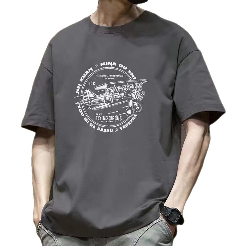 CBE0110-96B 夏季純棉200克短袖T恤寬鬆休閒百搭潮流T恤(5色)