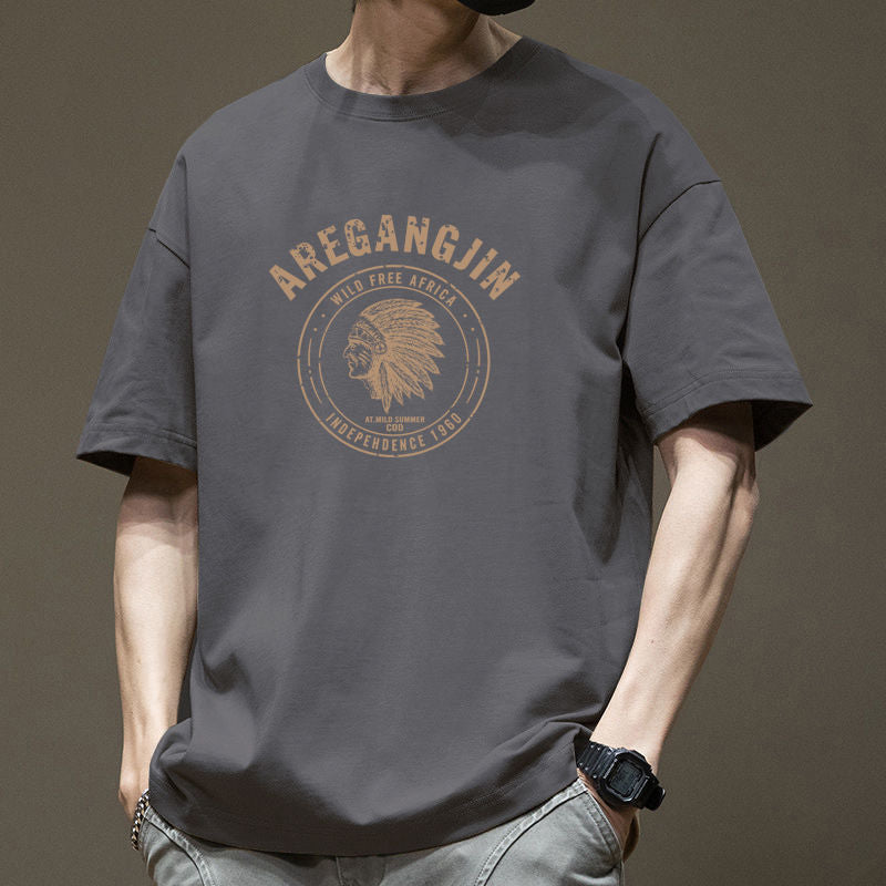 CBE929-96B 純棉200克美式潮流日韓短袖T恤寬鬆大碼個性印花(5色)