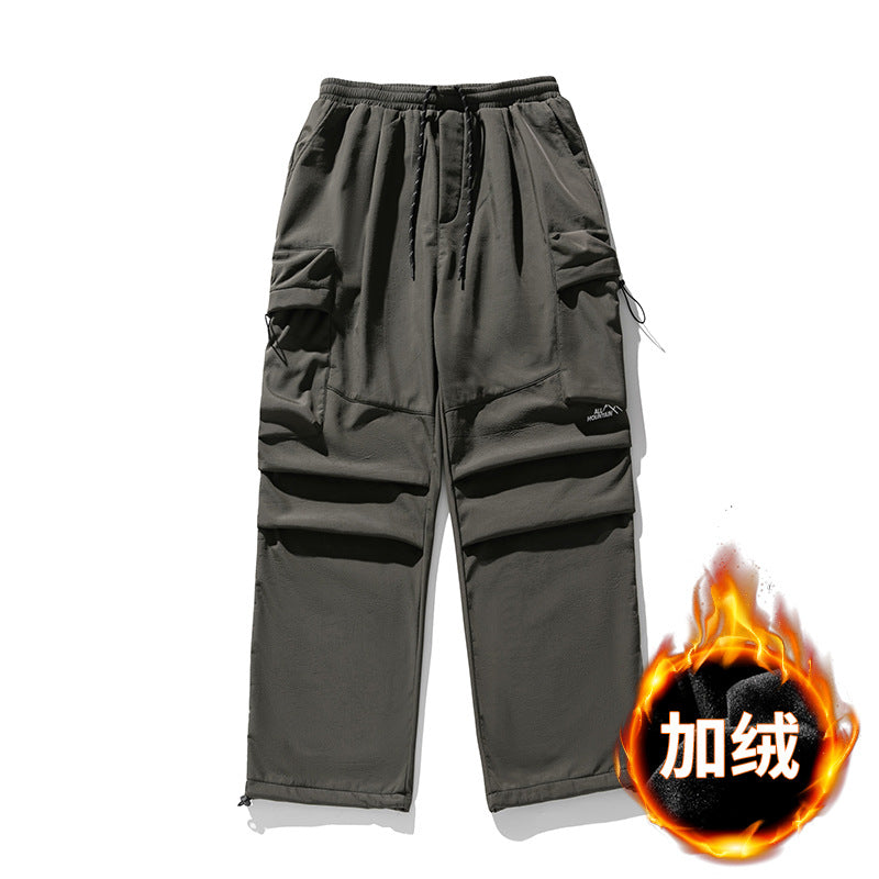 CBARK2233-8H 日系戶外加絨降落傘兵褲秋冬長褲寬鬆防潑水運動休閒褲(3色)