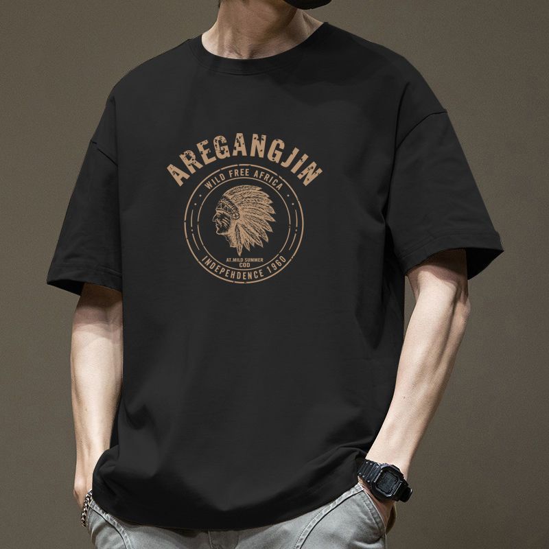 CBE929-96B 純棉200克美式潮流日韓短袖T恤寬鬆大碼個性印花(5色)