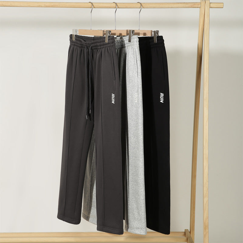 CBA95255-124B 加絨330g衛褲秋季寬鬆中性字母刺繡直筒休閒褲(3色)