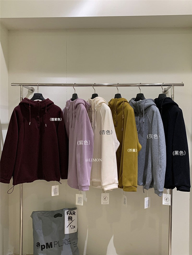 CGD6580-92B 寬鬆連帽加絨衛衣保暖加厚百搭厚實上衣(6色)