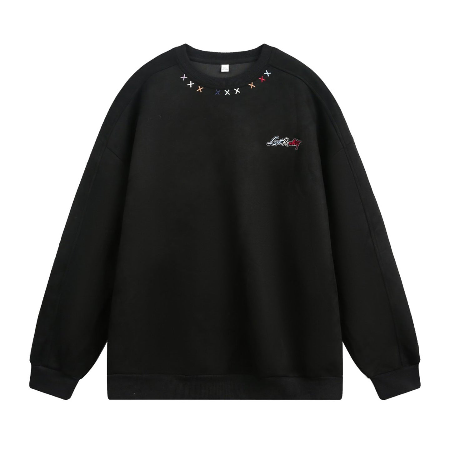 CBDMW8000-8H 領口彩色刺繡仿麂皮絨圓領立體分割套頭長袖上衣(3色)