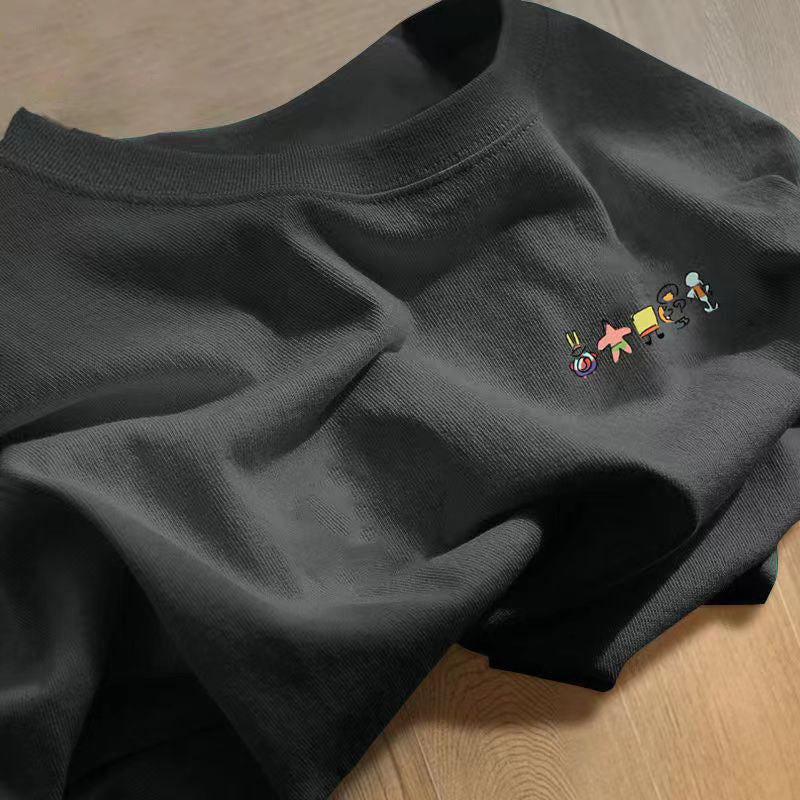 CBE3357-96B 純棉200克國潮T恤短袖寬鬆上衣字母印花(6色)