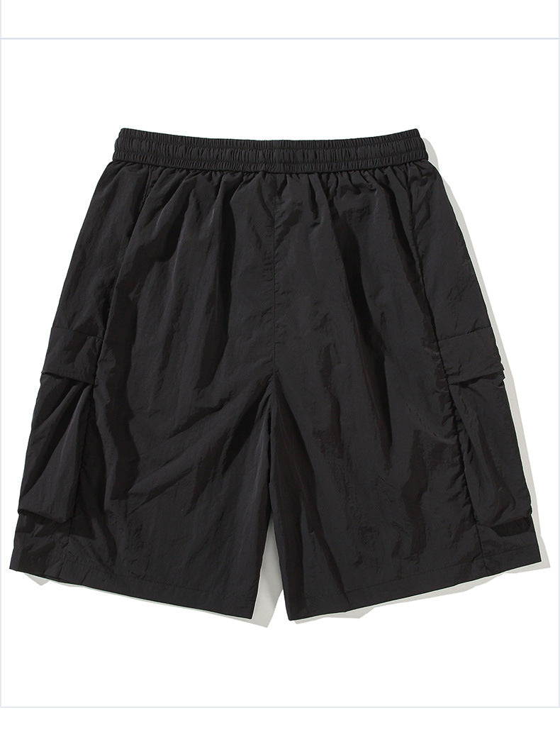 CBS2335-124B 立體口袋工裝速乾夏季寬鬆運動休閒垂感五分褲(3色)