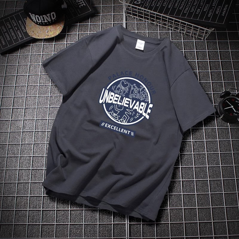 CBE3387-96B 純棉200克國潮T恤短袖寬鬆上衣字母印花(3色)