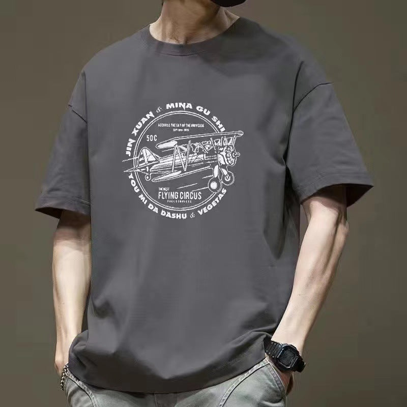 CBE385-96B 純棉200克重磅美式短袖寬鬆復古T恤(5色)