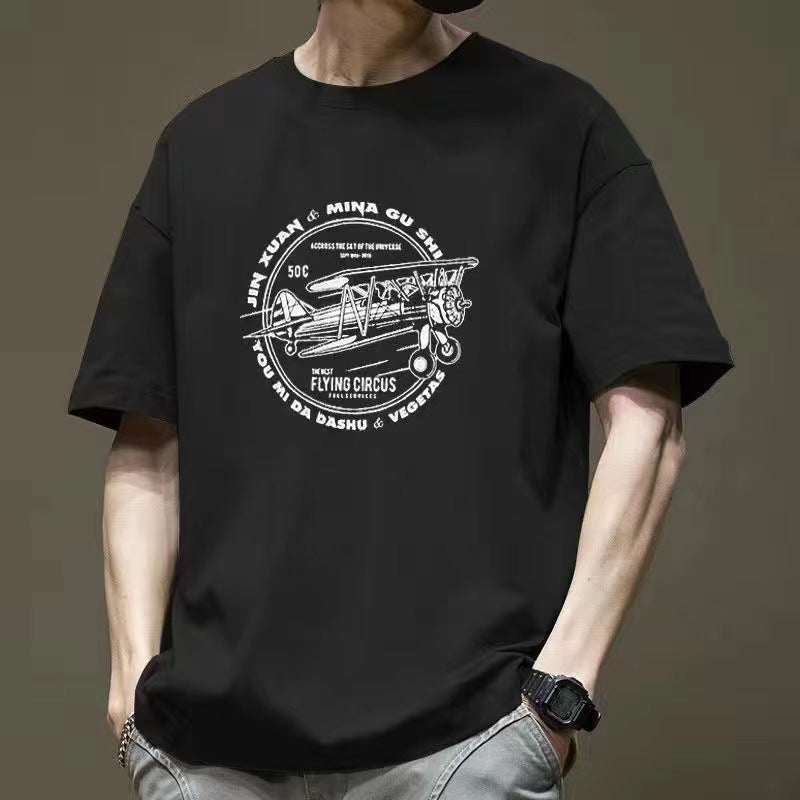 CBE385-96B 純棉200克重磅美式短袖寬鬆復古T恤(5色)