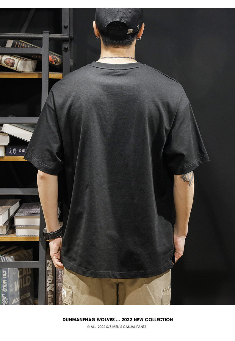 CBE566-96B 純棉200克國潮T恤短袖寬鬆上衣字母印花(4色)