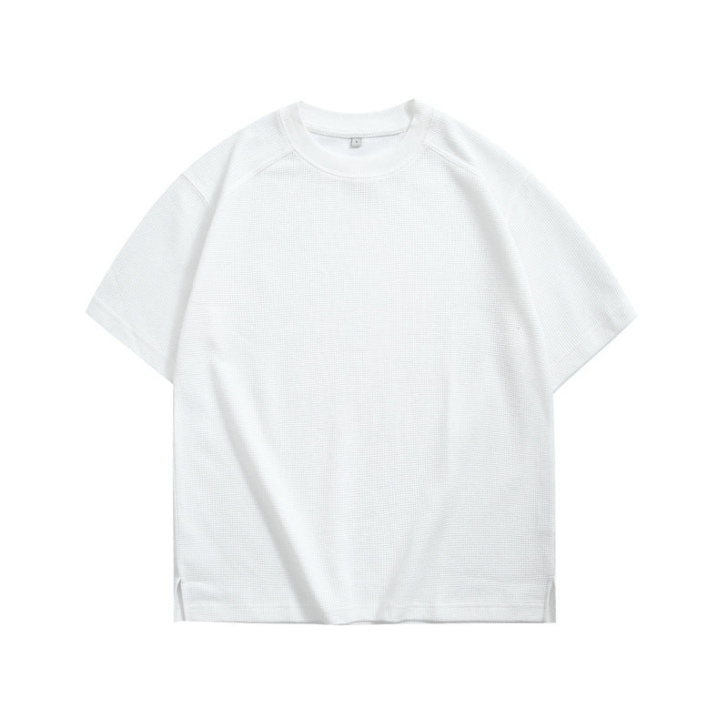CBE23695-124B 華夫格短袖T恤220g克插肩袖下擺開叉夏季T恤(7色)
