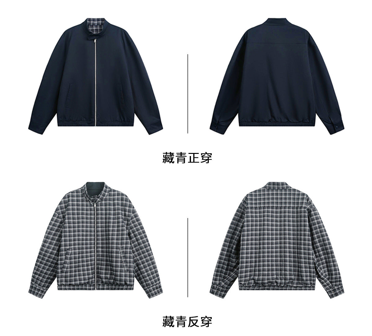 CBCMJ6035-8H 復古格紋雙面穿寬鬆工裝休閒外套(2色)