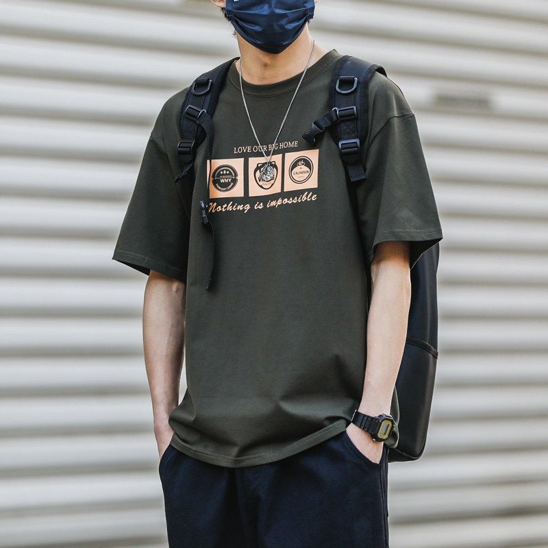 CBECK319-96B 夏季純棉200克半袖復古印花短袖T恤(5色)