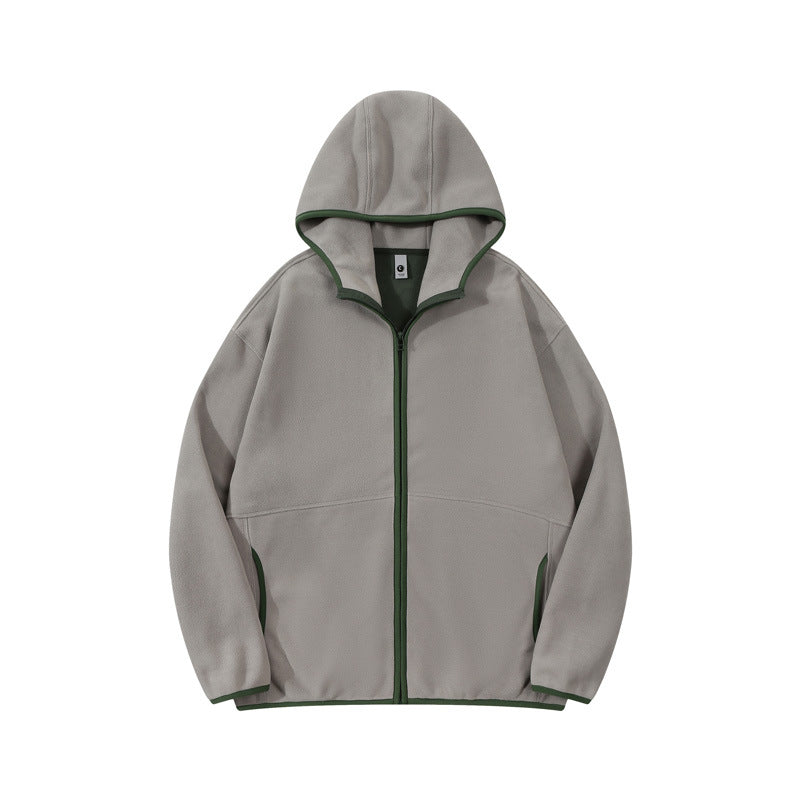 CBC55679-124B 連帽搖粒絨開衫保暖冬季衣服外套拼色加絨夾克拉鍊(4色)