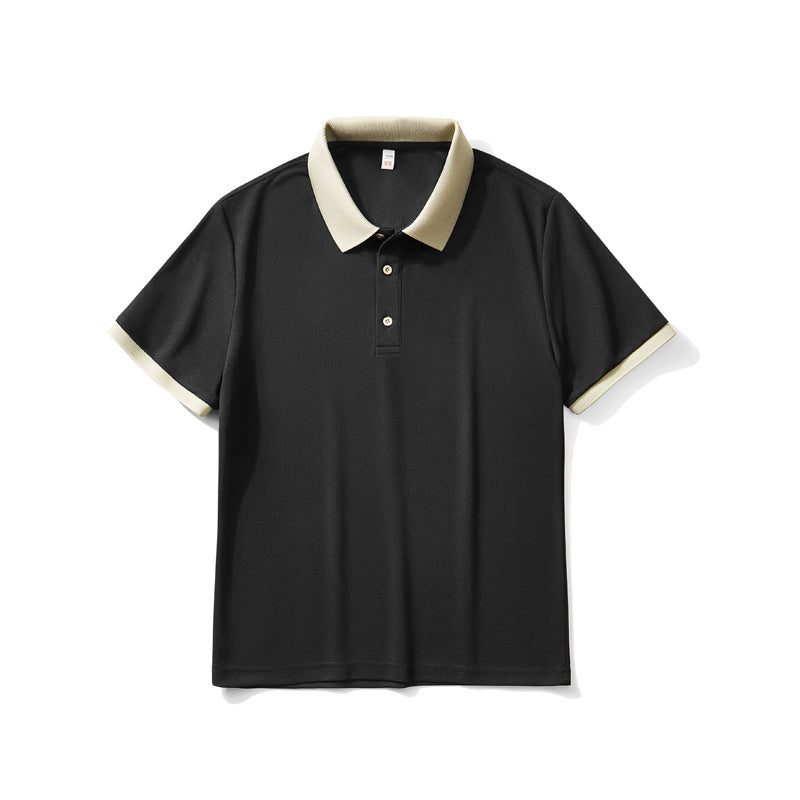 CBES1677-124B 冰絲凉感POLO衫夏季拼色透氣翻領休閒百搭復古短袖(6色)