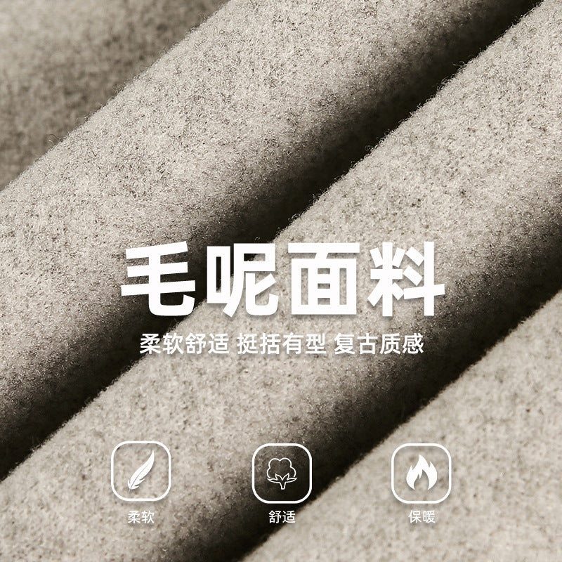 CBCMJ6037-8H 老錢風商務毛呢夾克短寬廓形加厚保暖休閒外套(2色)