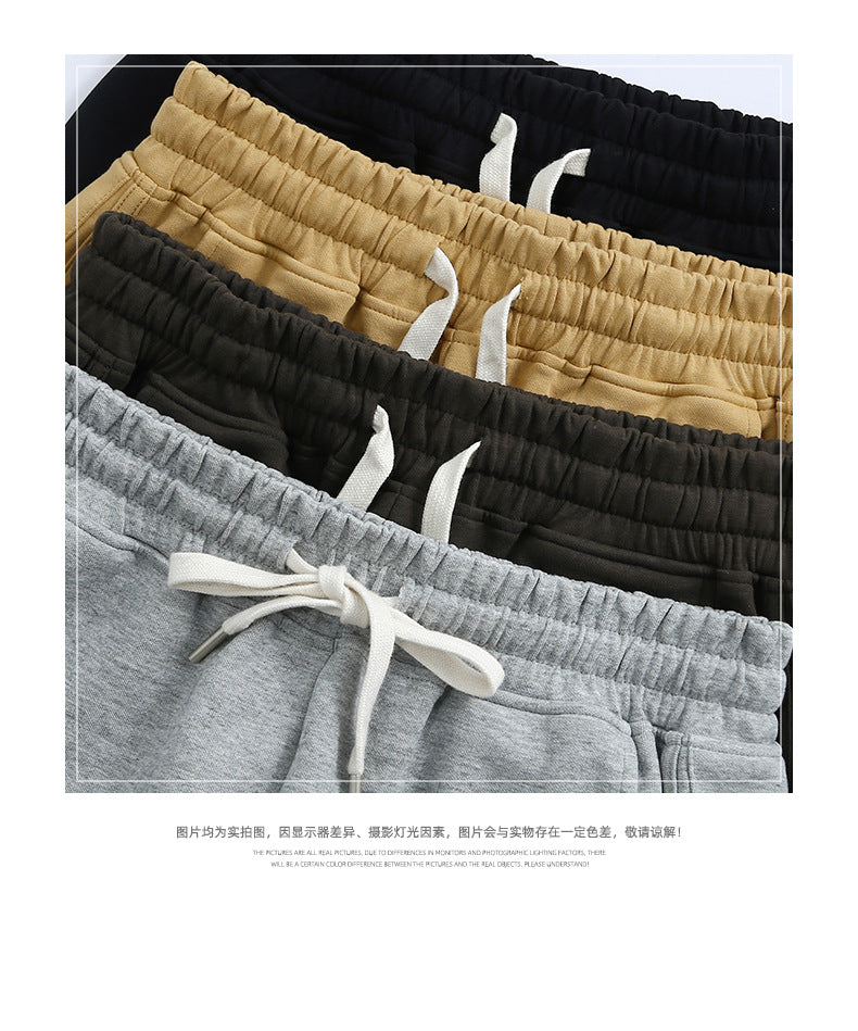 CBA81223-124B雙面棉純色直筒休閒中性闊腿長褲(4色)