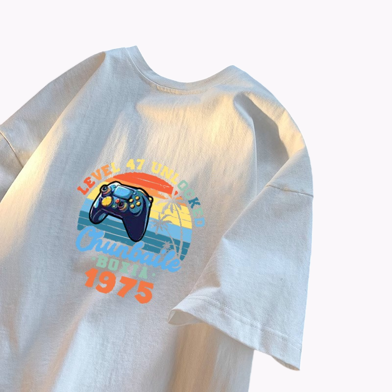 CBE8347-96B 純棉200克國潮T恤短袖寬鬆上衣字母印花(5色)