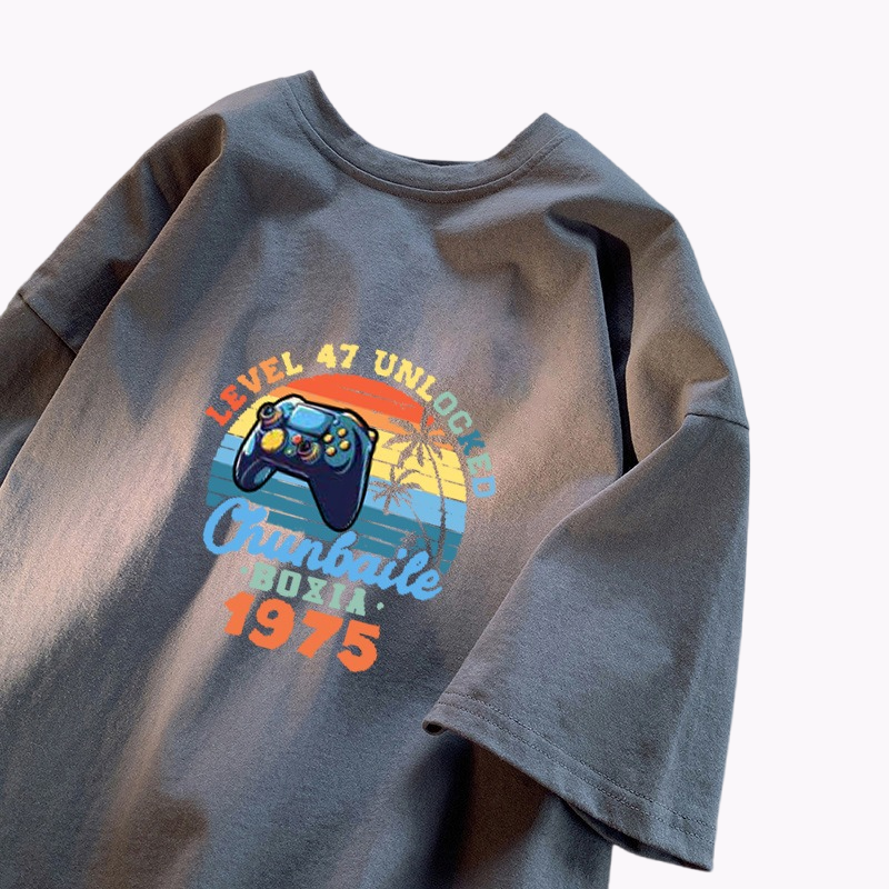 CBE8347-96B 純棉200克國潮T恤短袖寬鬆上衣字母印花(5色)