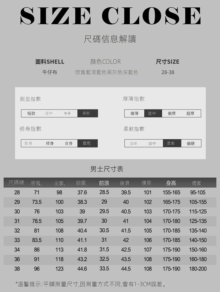 CBAT318-2-1B 復古懷舊直筒褲子寬鬆闊腿牛仔褲(4色)
