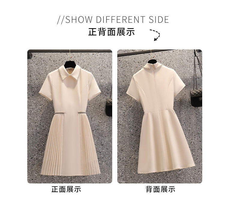 CGB1032-28B 夏季重工收腰顯瘦百褶連衣裙(2色)