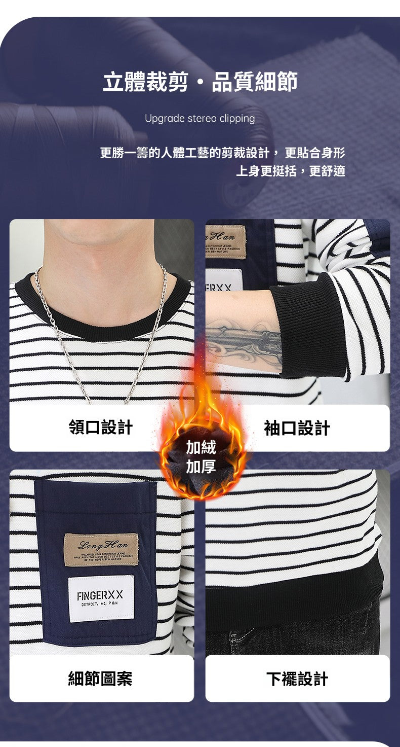 CBDD784-1B 加絨保暖圓領秋冬款寬鬆休閒長袖T恤(2色)