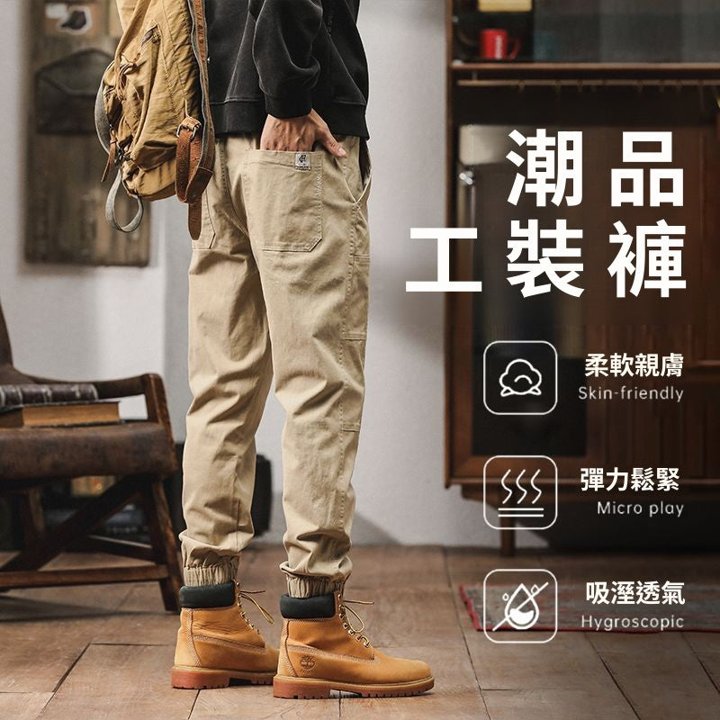 CBACFG26-65B 美式重磅純棉工裝褲直筒耐磨彈力束脚(3色)
