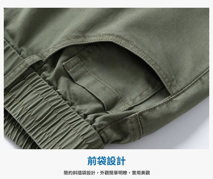 CBSBY201-65B 夏季洗水純棉布寬鬆復古耐磨休閒簡約五分短褲(3色)