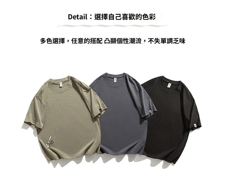 CBEFL6815-65B 夏季刺繡短袖T恤230g重磅五分袖(3色)