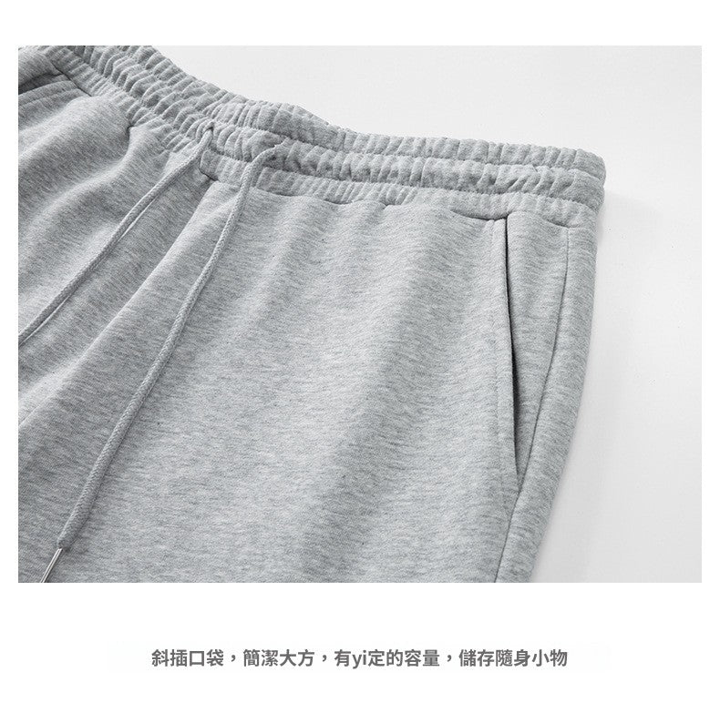 CBADJ91012-124B 純色長褲休閒衛褲抽繩可束脚簡約毛圈直筒褲(8色)