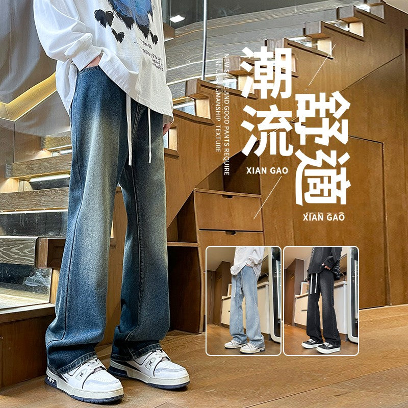CBATS1931-65B 秋冬季牛仔褲高街寬鬆微喇直筒休閒長褲(3色)