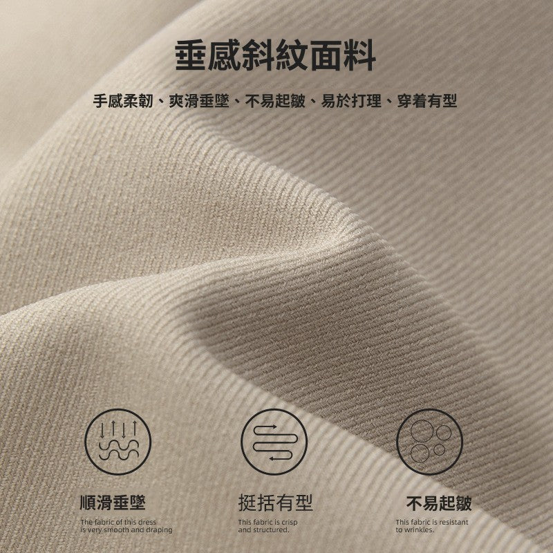 CBAMK2423-8H 立體打褶設計休閒褲春夏垂感百搭復古寬鬆側邊分割長褲(4色)