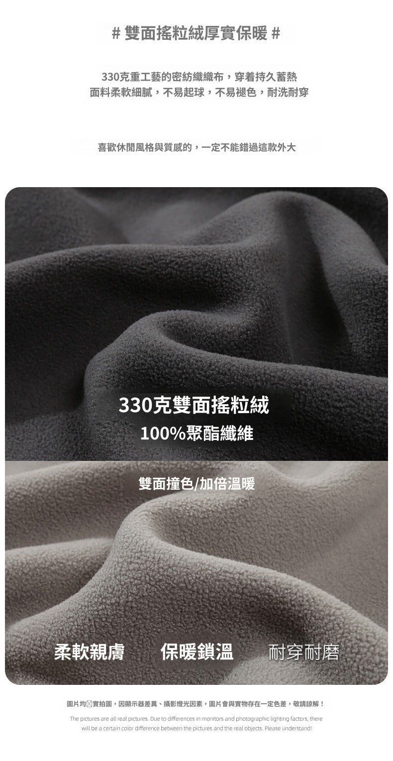CBC55679-124B 連帽搖粒絨開衫保暖冬季衣服外套拼色加絨夾克拉鍊(4色)