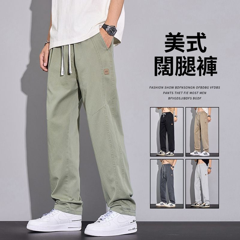 CBAMP2502-65B 夏季純棉水洗復古鬆緊腰直筒休閒褲(5色)