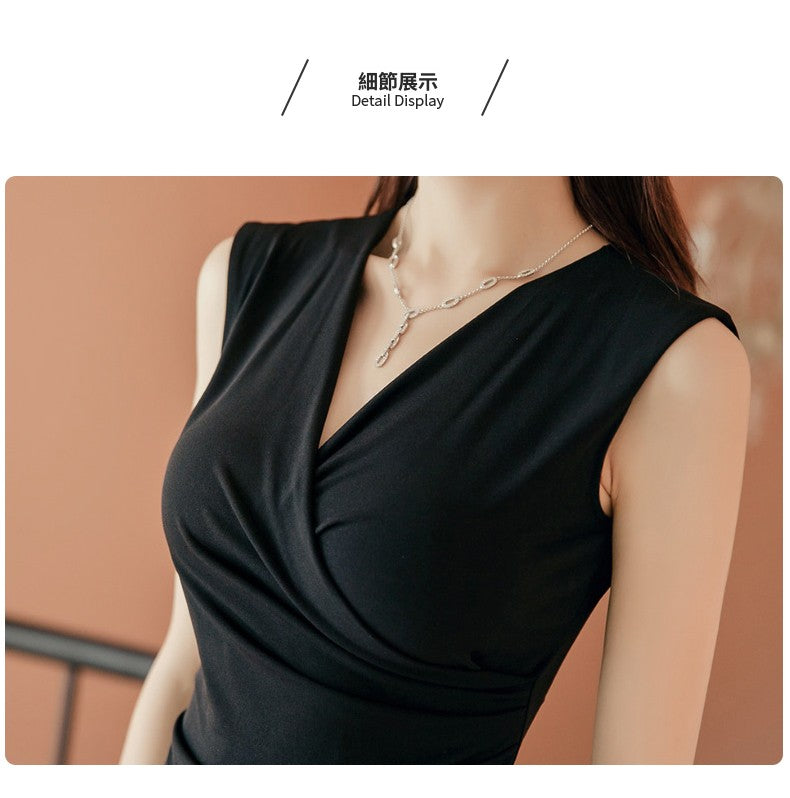 CGB1870-50B 春夏時尚氣質顯瘦性感包臀V領無袖打底連衣裙