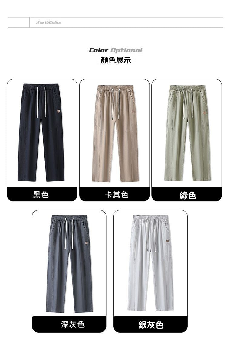CBAMP2502-65B 夏季純棉水洗復古鬆緊腰直筒休閒褲(5色)