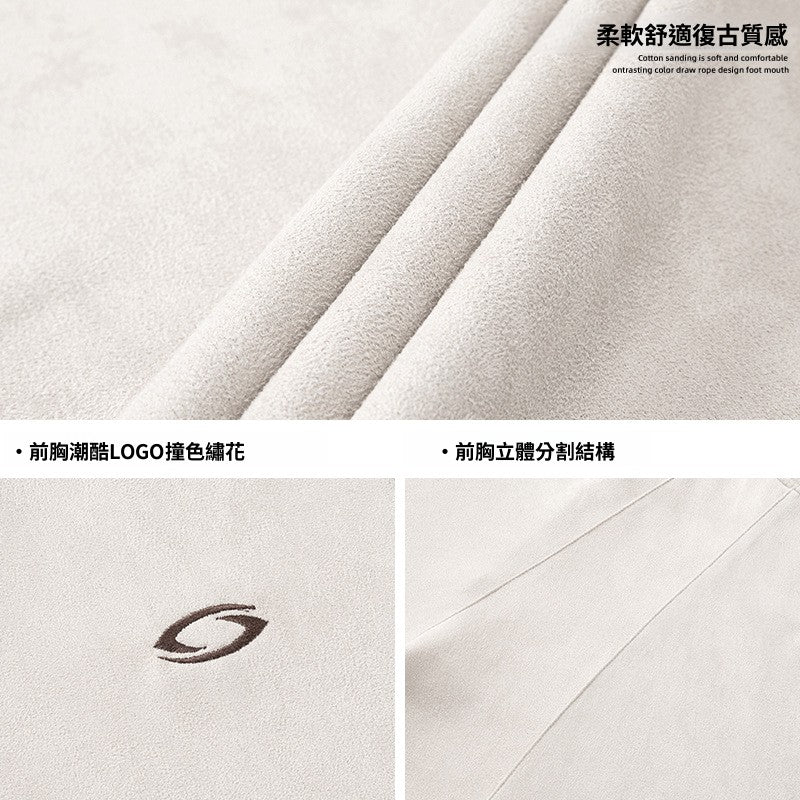 CBEMT7172-8H 復古麂皮絨短袖T恤立體分割T恤(3色)