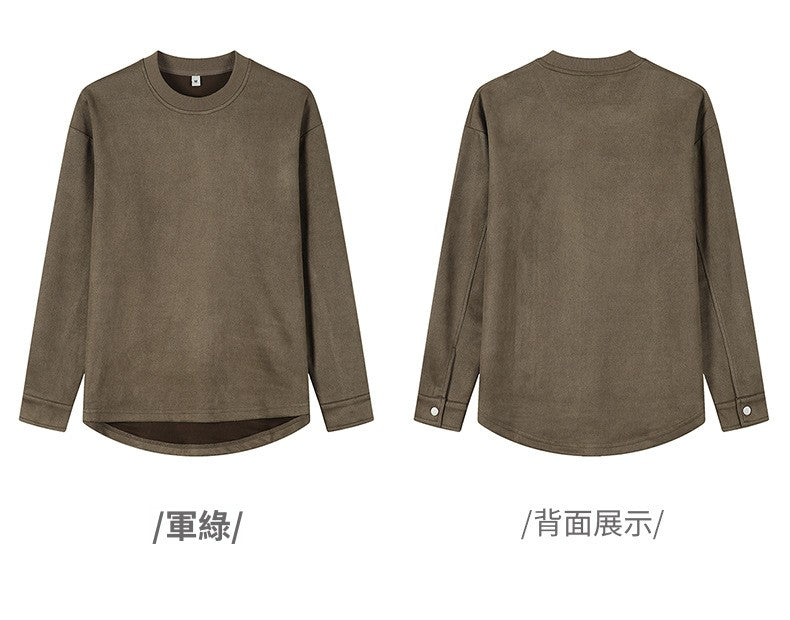 CBD33616-124B 仿麂皮絨280g克日系襯衫袖套頭圓領上衣(5色)