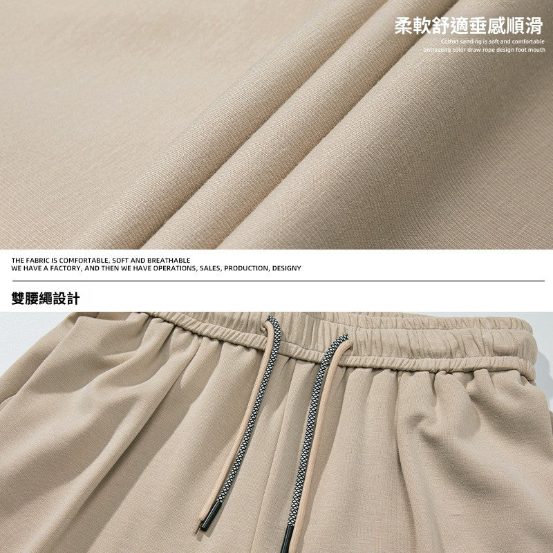 CBAMK2390-8H 日系寬鬆廓形垂感休閒褲打褶雙抽繩長褲(3色)