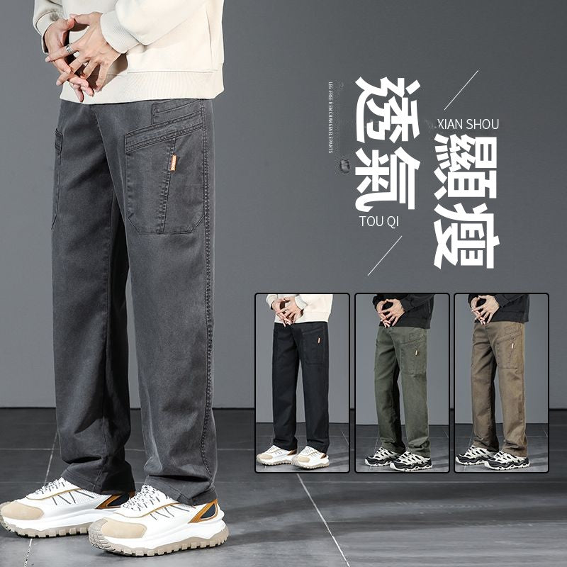 CBAYM6106-1B 工裝休閒褲春季潮牌直筒寬鬆休閒褲(4色)