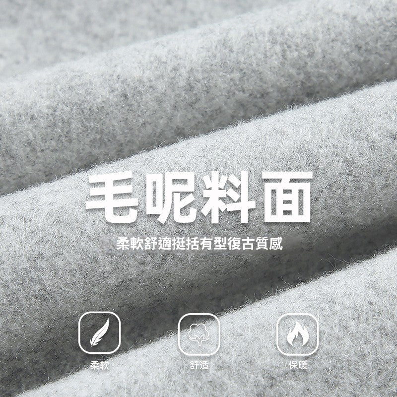 CBCBMW3988-8H 質感毛呢連帽撞色拉鍊夾克外套(4色.男女同款)