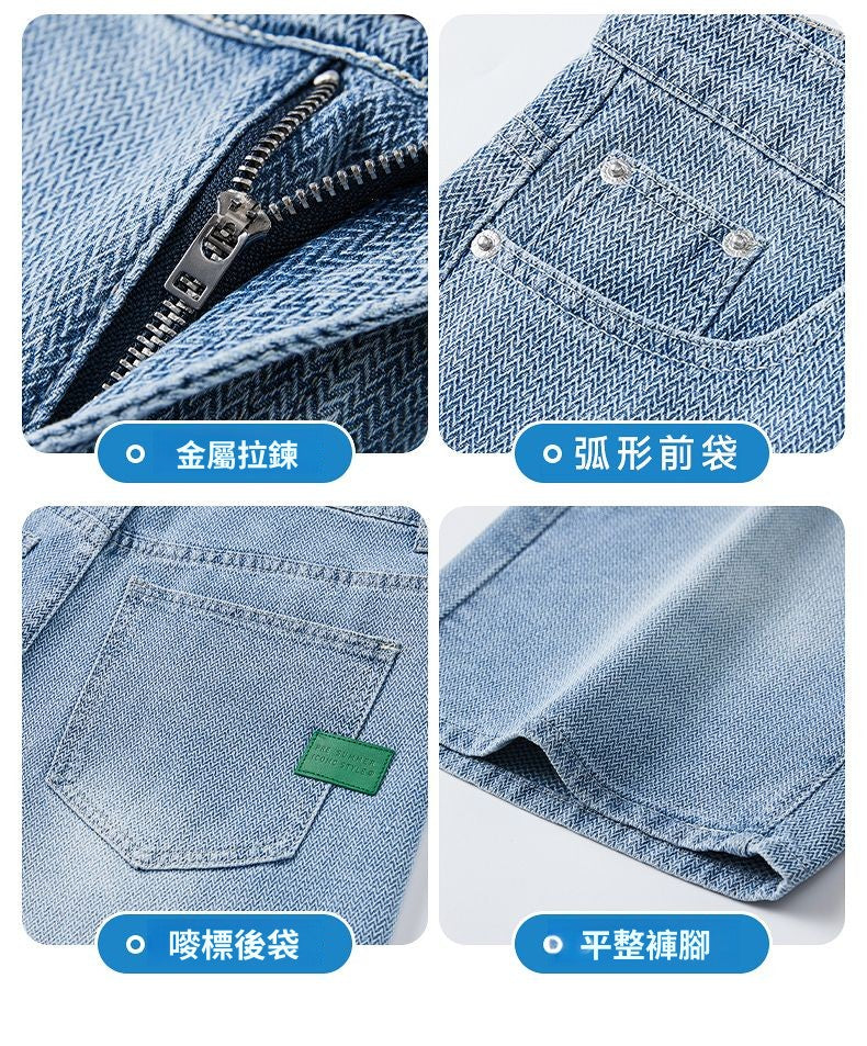 CBSFDK1315-1B 復古星空紋牛仔短褲寬鬆直筒5分褲(2色)