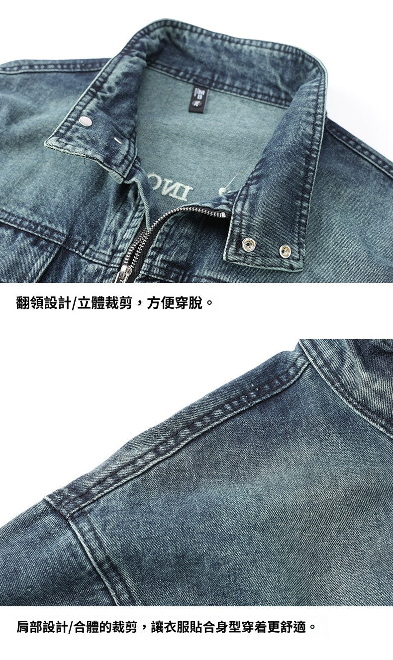 CBCD657-1B 美式高街外套春秋季歐美街頭休閒牛仔夾克(2色)