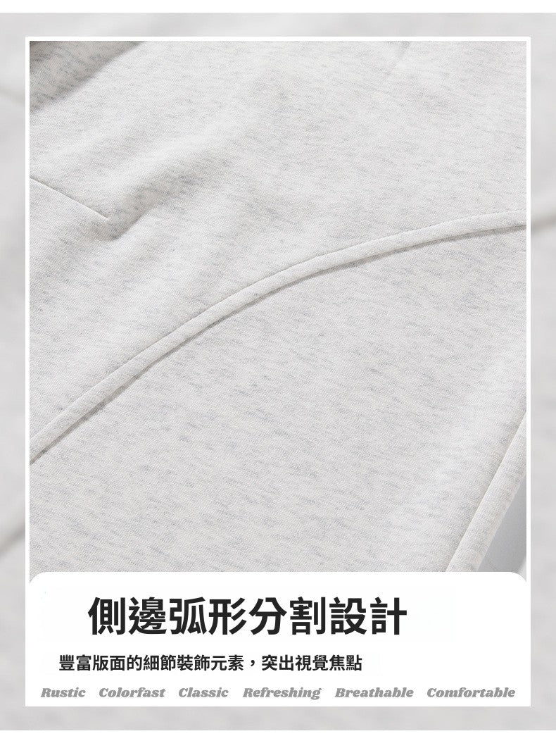 CBAL2357-8H 重磅400G質感休閒褲春季弧形分割收褶寬鬆長褲(2色)