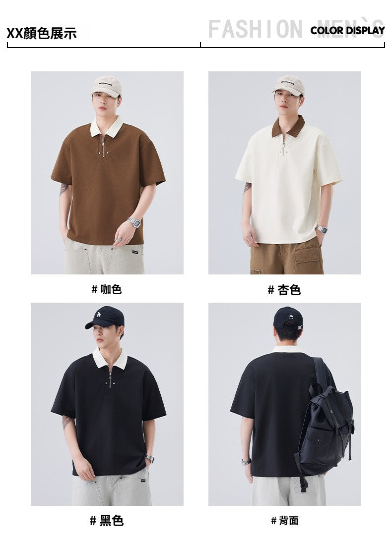 CBEET3610-65B 夏季短袖POLO衫寬鬆百搭撞色翻領短袖T恤(3色)